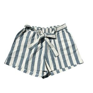 Elsie & Zoey 100% Cotton Blue White Stripe Pull On Tie Waist Shorts, Size XL